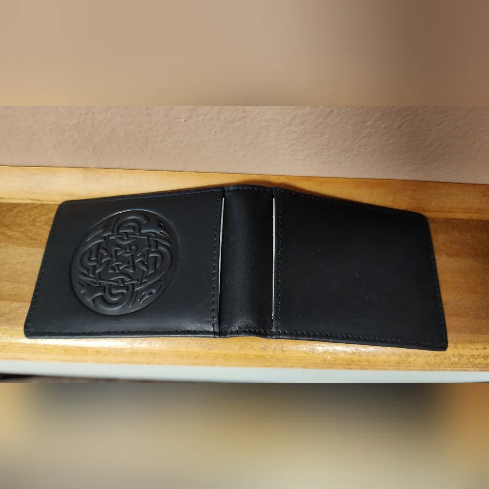 NWT! Men's Lee River Leather Goods Co. Black Bifold Money Clip Wallet